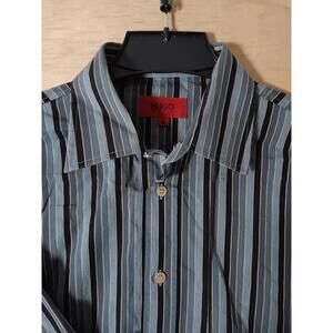 Hugo Boss Striped Dress Shirt Mens Medium Blue Cotton
